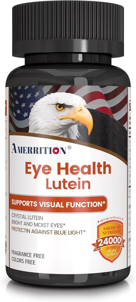 Suplemento avanzado de Lutein Eye Health - Mejorado con Zeaxanthin, soporta Vision " Eye Health - Non-GMO " Gluten Free - Natural Eye Vitamin Tablets - 60ct