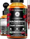 Líquido Magnesio Glycinate 420 Mg con Natural Tart Cherry Extract ¦ Magnesium Glycinate Drops Supplement for Sleep, Mood & Mobility Support latitud Tart Cherry Extract