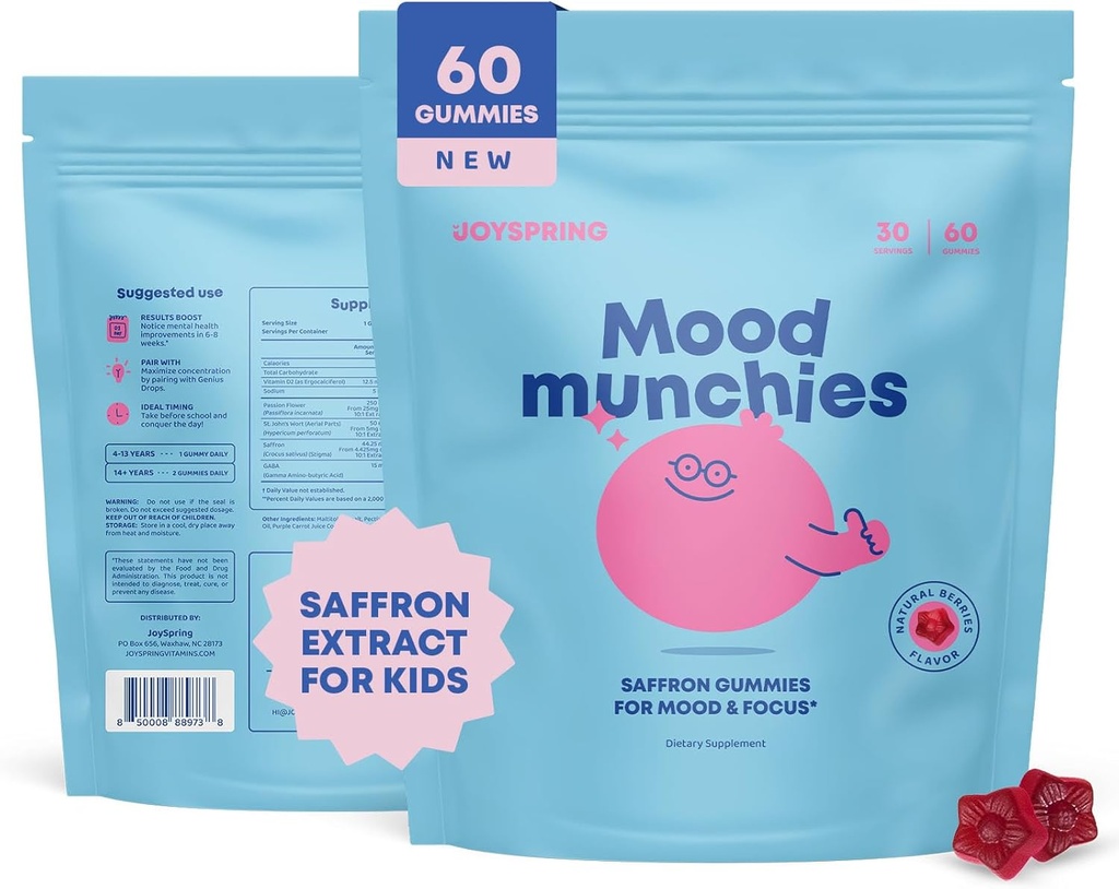 JoySpring Saffron Gummies for Kids ← Saffron Extract with GABA Supplements Offer Mood Support and Calms Temper Tantrums ← Sugar Free Gummies