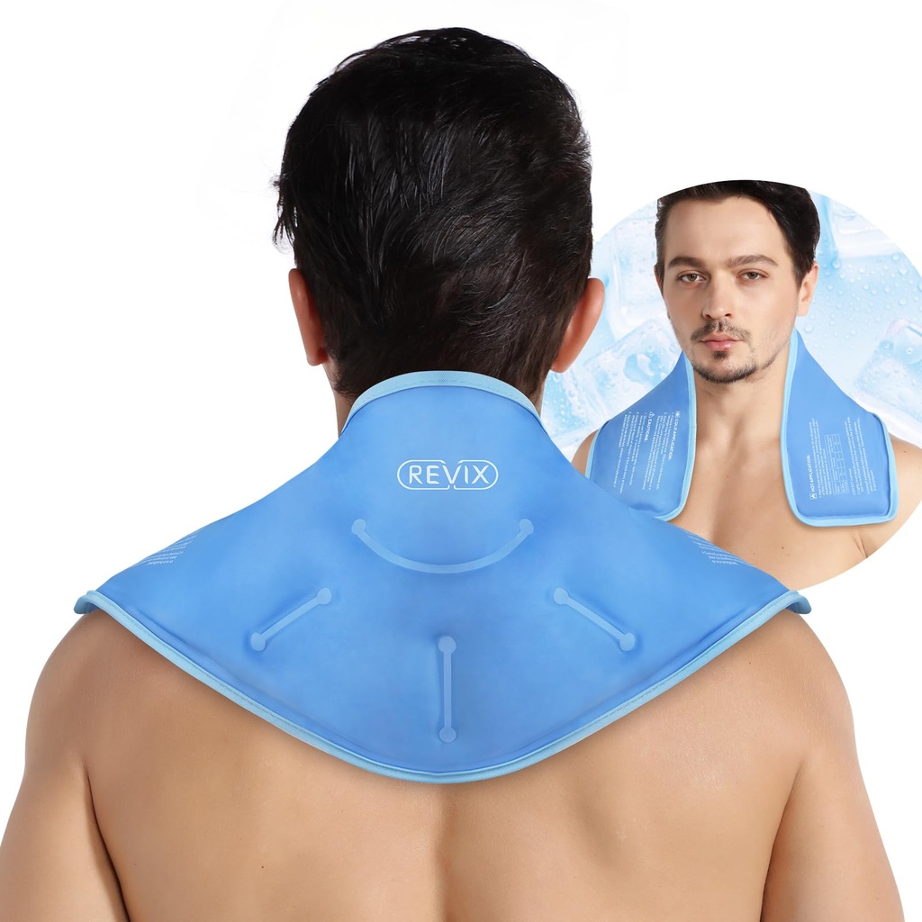 REVIX Neck Ice Pack Wrap – Reutilizable Hot Cold Gel Pack para Neck y el hombro, Diseño flexible grande con Soft Plush Lining, Cervical Gel Ice Wrap Ideal para la recuperación posterior al entrenamiento, fatiga y relajación
