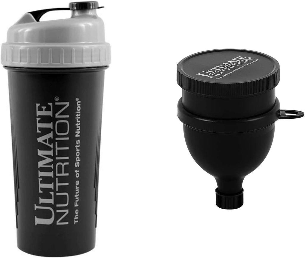 Ultimate Nutrition Filtro de botellas y triple capa embudo con cápsula y organizador de polvo