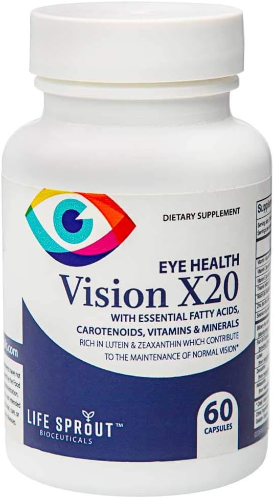 Visión X20 con Lutein, Beta-Caroteno, L-Glutatione, Bilberry y Niacin para Visión Soporte, Salud Ocular Global