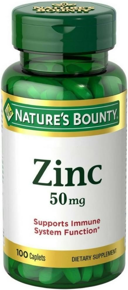 Zinc Bounty de la naturaleza, Apoyo Inmunitario, 50 mg, Caplets, 100 Ct (Pack of 2)