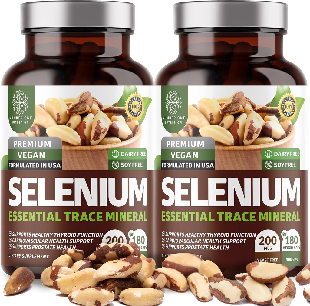 2-Pack N1N Premium Selenium puro [Max Absorption, 200MCG] para apoyar la inmunidad, el corazón y la salud de próstata, 360 caps