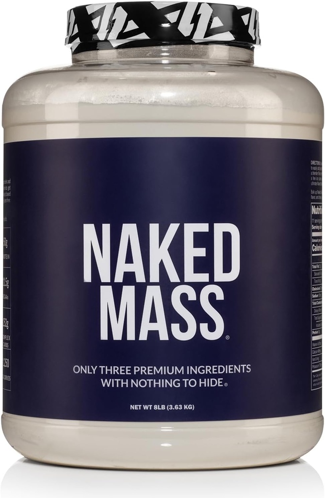 NAKED Mass - Natural Weight Gainer Protein Powder - 8 LB Bulk, GMO Gratis, Gluten Gratis &amp; Soy Gratis. Sin Ingredientes Artificiales - 1.250 Calories por Serving