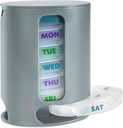 MEDca Organizador semanal de píldoras, 1 dispensador, 7 compartimentos estables Four Times-a-Day - Morning, Noon, Evening, and Bedtime, Grey