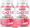 CoQ10 sin azúcar 250 mg, Coenzima Q10 Suplementos Plus Omega-3, Vitamina B6 &amp; Zinc, Alta Absorción CoQ10 Suplemento para Energía Celular y Apoyo Antioxidante, Raspberry Flavor, Vegan 120Cts