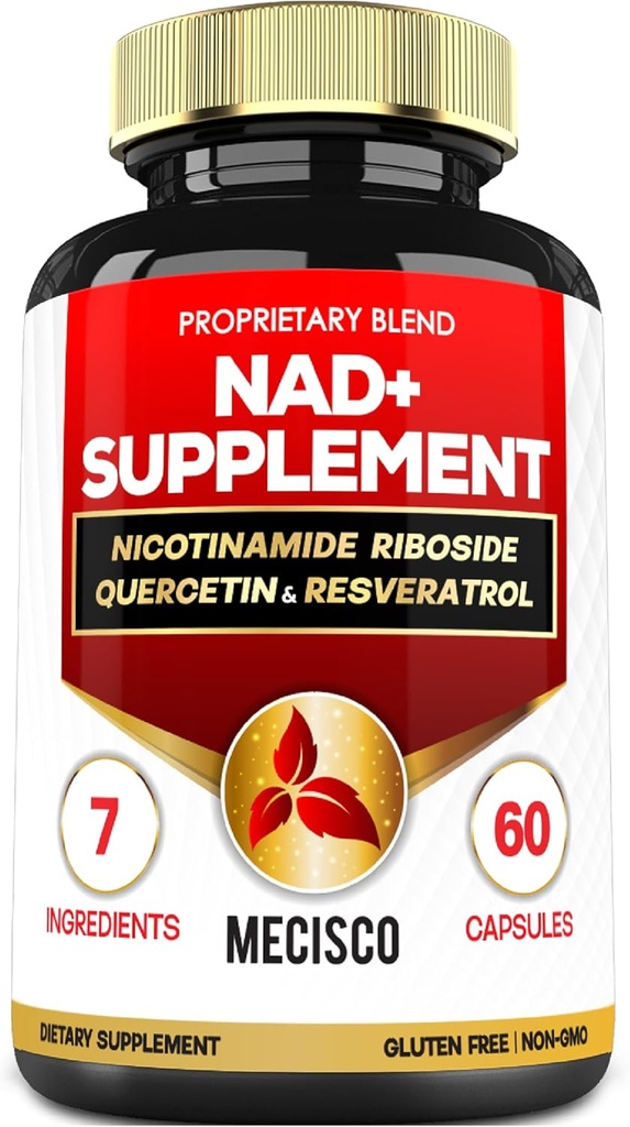 NAD+ Suplemento con Nicotinamide Riboside w/Quercetina, Resveratrol, Turmeric, Rhodiola Rosea, Astragalus - 60 Cuenta