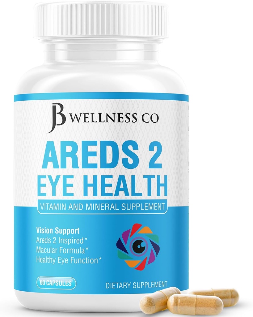 JB Wellness AREDS 2 Eye Vitamin &amp; Mineral Supplement, Contains Lutein, Vitamina C, Zeaxanthin, Zinc &amp; Vitamin Enhance Vision Supplement - 60 Count