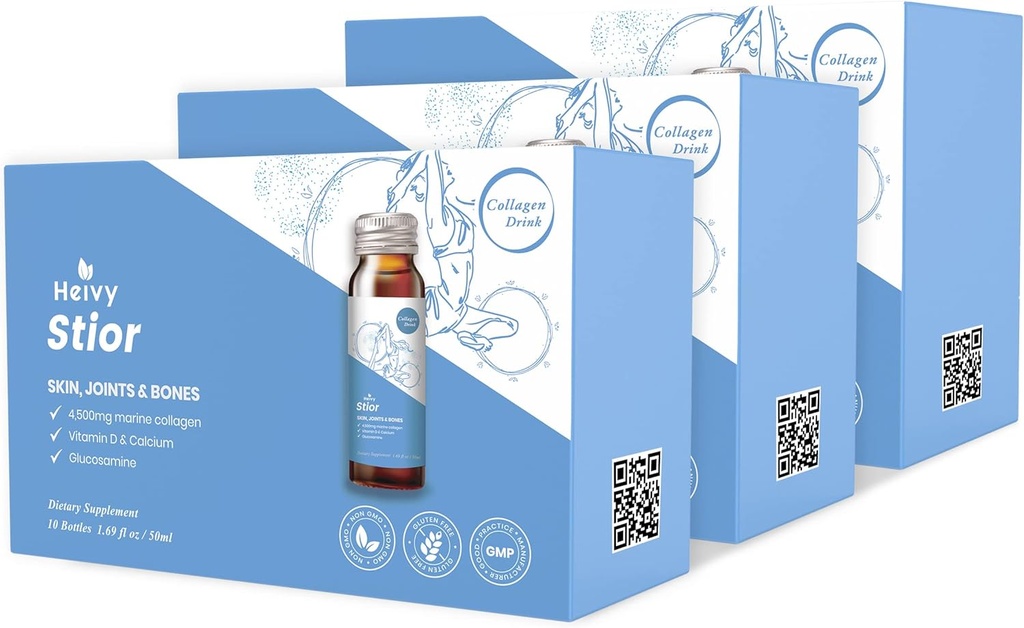 Heivy Marine Collagen Liquid, Collagen Drink, Marine Collagen, Liquid Collagen for Women for Hair Growth, Skin Repair, Mood limitSleep, 1,69 Fl Oz (Pack of 30), Collagen Drink for Joints