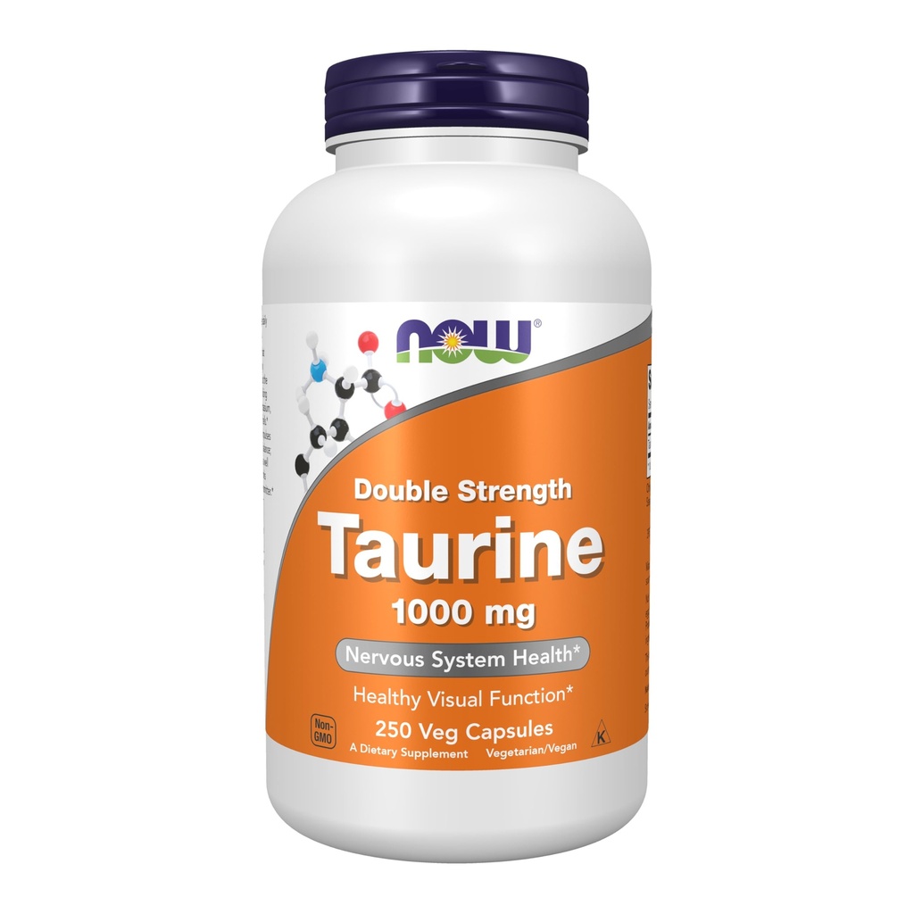 AHORA Suplementos de alimentos, Taurina 1.000 mg, Doble fuerza, Nervous System Health*, 250 cápsulas de verduras