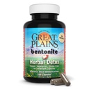 Yerba Prima Bentonite Clay Plus Herbal Detox, 100 Veg Capsules - Alimentos Grado Clay de las Grandes Llanuras, EE.UU. - Colon &amp; Liver Cleanse Suplemento con Calcium Clay