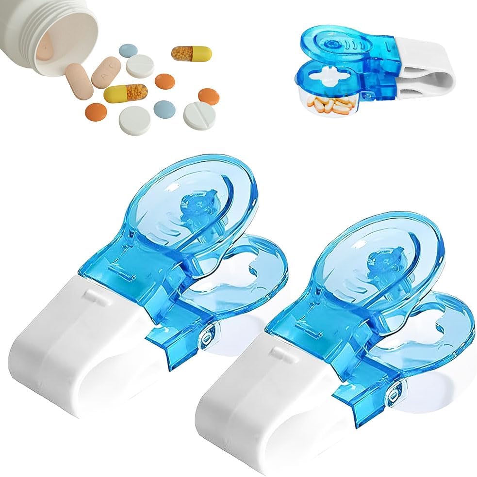 Portable Pill Taker Household Gadgets, 2024 New Portable Pill Taker, No Contact Easy to Take Out Portable Tablet Dispenser, Pill Cutter Splitter for The Elderly, Disabled, Arthritis Etc. (2)