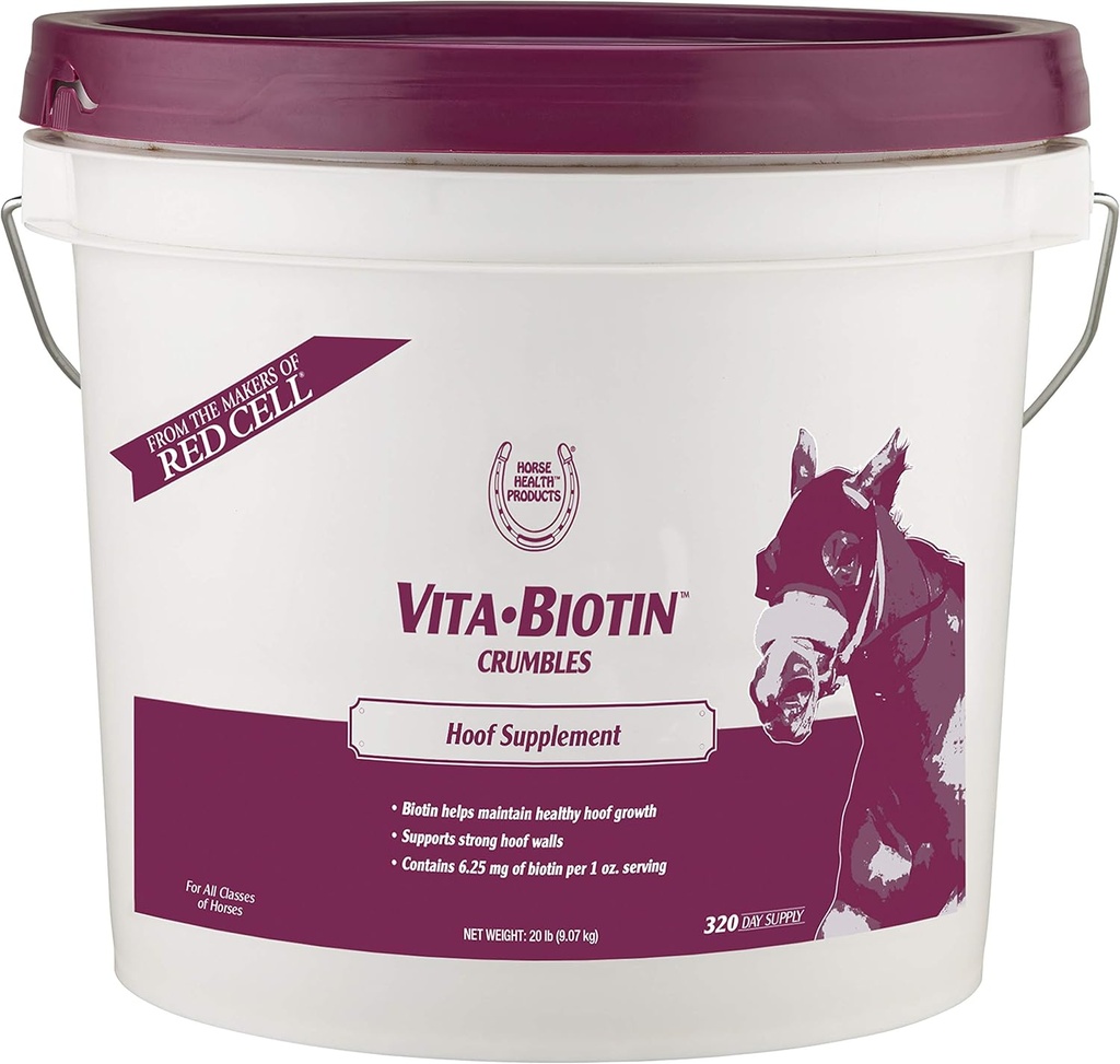 Salud de Caballos Vita Biotin Crumbles Suplemento de la manguera de caballo, Ayuda a mantener cascos sanos, sonoros y fuertes mangueras, 20 libras., 320 Day Supply