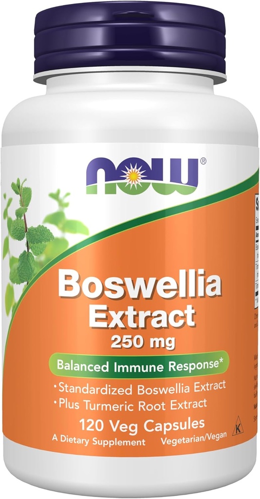 AHORA Suplementos de alimentos, Extracto de Boswellia 250 mg, más Extracto de raíz de Turmérica, 120 cápsulas de verduras