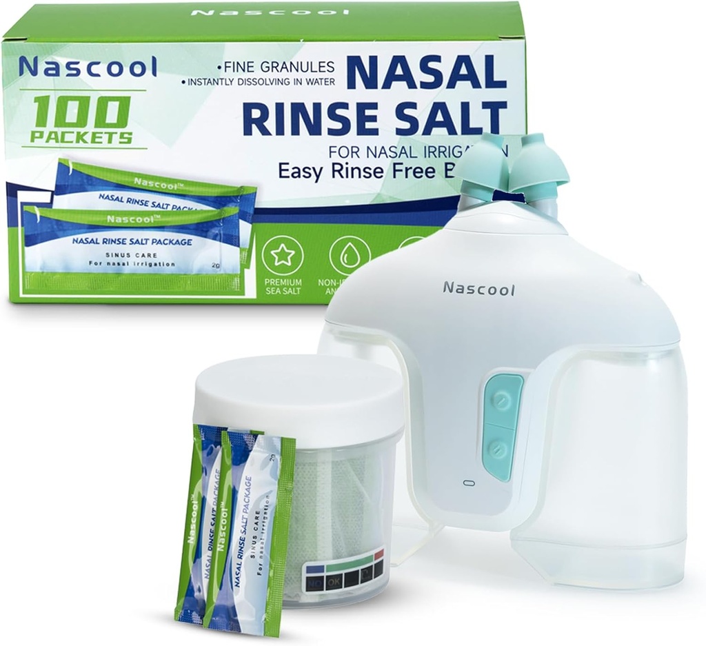 Sistema de riego nasal con 150 paquetes de sal – para uso prolongado
