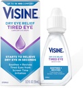 Visine Dry Eye Relief Tired Eye Lubricant Eye Drops, Moisturizing " Soothing Sterile Drops for Irritated, Dry " Tired Eyes Due to Screen Time Irritation, Polyethylene Glycol, 0.5 fl. oz