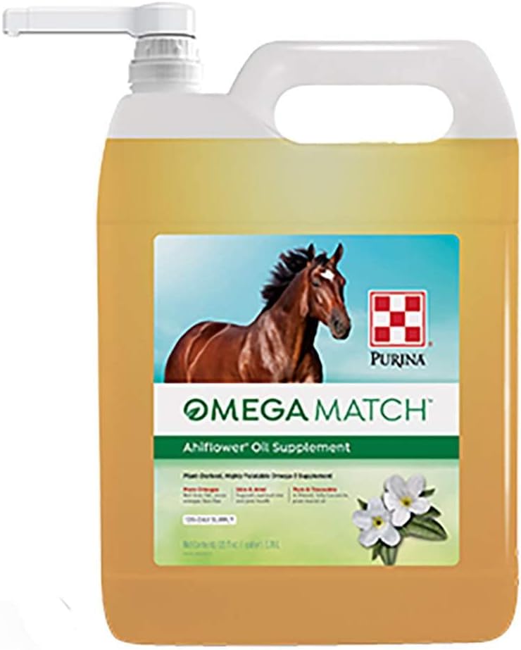 Purina | Omega Match Ahiflower Oil Horse Supplement | 1 Gallon (1 GAL) Bottle
