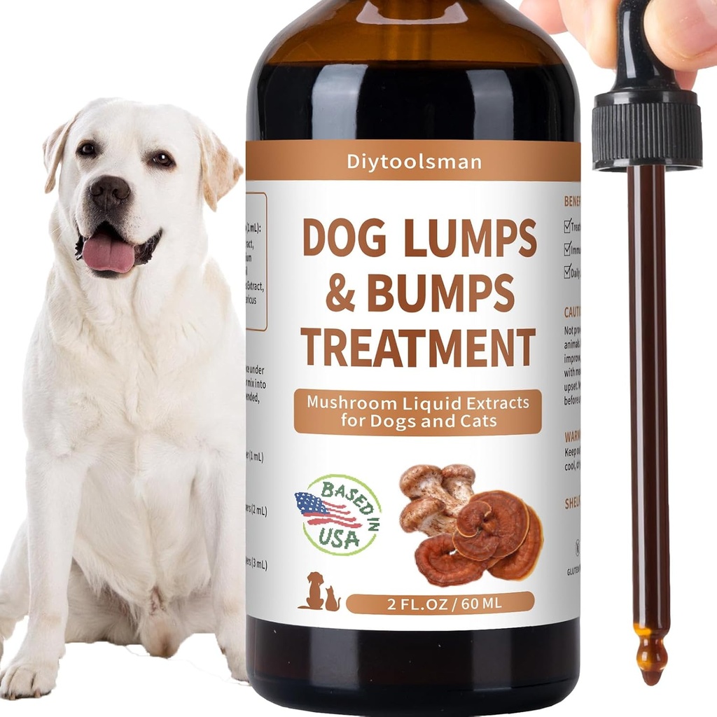 Tratamiento de Bombas y Bombas de Perros – Suplemento de Mushroom para Perros – Reducción de Lipoma, Boosts Salud Inmune y Enhances Energía – con Reishi & Turquía Mushrooms Tail, 3,52 oz (Liquid)