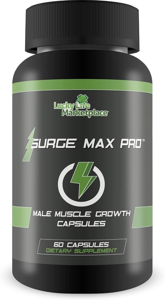 Surge Max Pro - Crecimiento muscular Fórmula - Potencia potencia, fuerza, resistencia, energía - Bomba muscular explosiva - Grandes ganancias - Ayuda Oxígeno y Nutriente Entrega a los músculos - L-Arginina - Construir Masa muscular