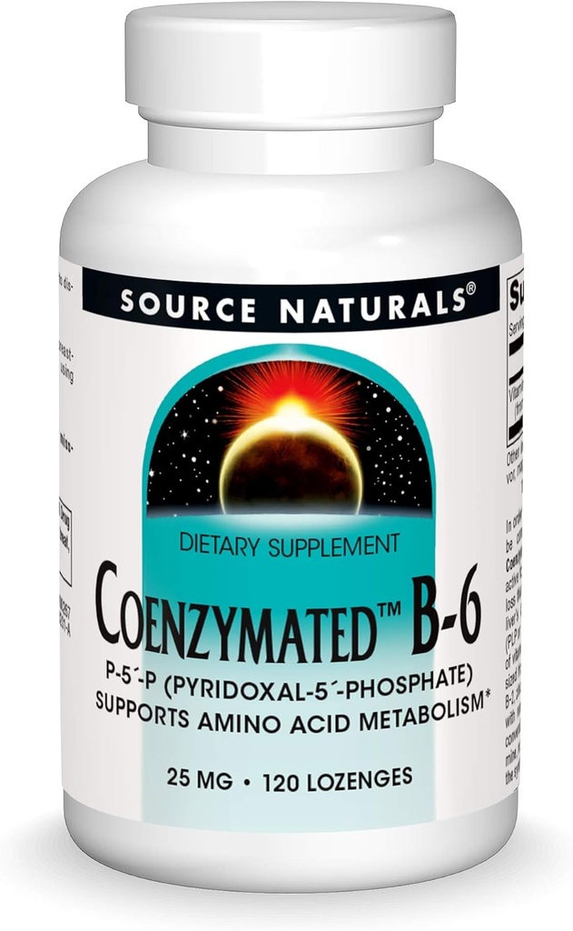 Fuente Naturales Coenzimated B-6, P-5 Pyridoxal-5 Phosphate Fast-Acting, Quick Dissolve Vitamin Supports Amino Acid Metabolism*, 25 mg - 120 Lozenges