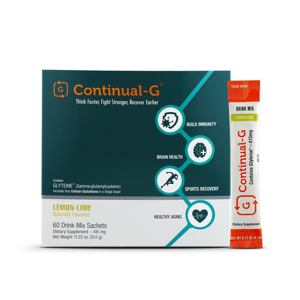 CONTINUAL - G Powder - Glutathione celular clínicamente probada Precursor tóxico Beneficio de Glyteine &amp; Sunfiber ANTE Immune Support, Master Antioxidant, Detox, Brain Health &amp; Skin Care
