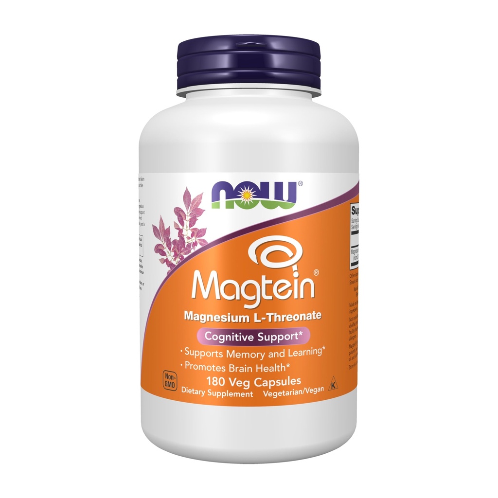 AHORA Alimentos Suplementos Magtein, Magnesio L-Threonate, Apoyo Cognitivo*, 180 Veg Capsules