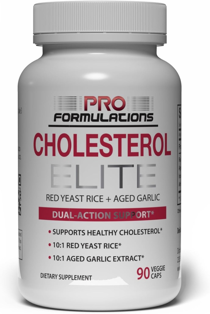 Pro Fórmulas MD Cholesterol Elite – Soporte Colesterol de doble acción – 90 gorros vegetarianos – Funciona gracias al extracto de ajo envejecido de levadura roja – mejorado con Inositol &amp; Artichoke
