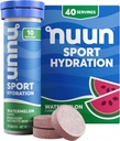 Nuun Sport Electrolyte Tablets with Magnesium, Calcium, Potassium, Chloride & Sodium, Gluten Free & Vegan, Watermelon, 4 Pack (40 Servings Total)