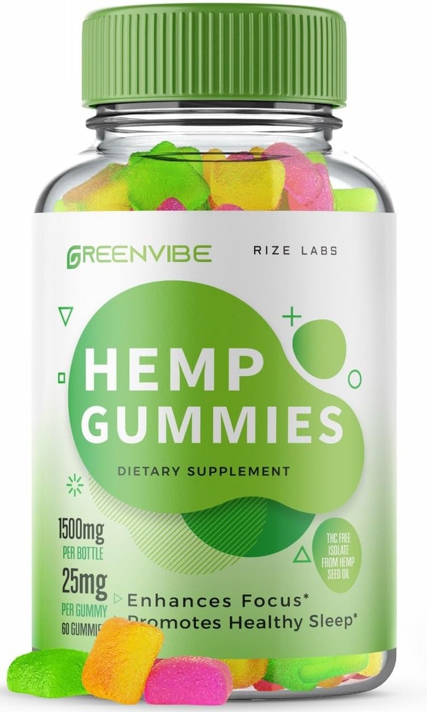 rize labs Green Vibe Gummies - Suplemento Todo-Natural para la calma, la ayuda al sueño, y bienestar general, Holistic Relax Gummy, Comentarios Gomitas (60 Gummies)