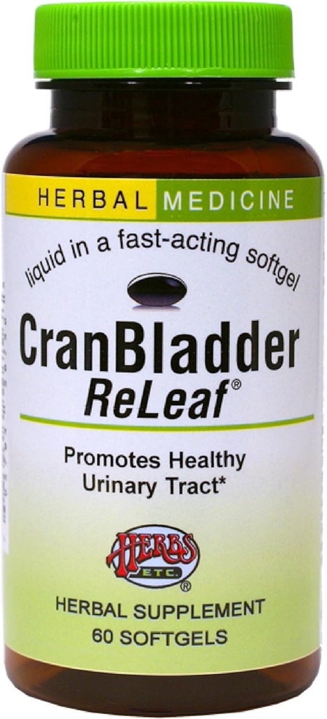 Herbs Etc. CranBladder ReLeaf Softgels - Apoyo a la salud de la vejiga - Suplemento natural Formula to Aid Urinary Health & Comfort - Optimal Urinary Support with Cranberry - 60 Softgels (60 Servings)