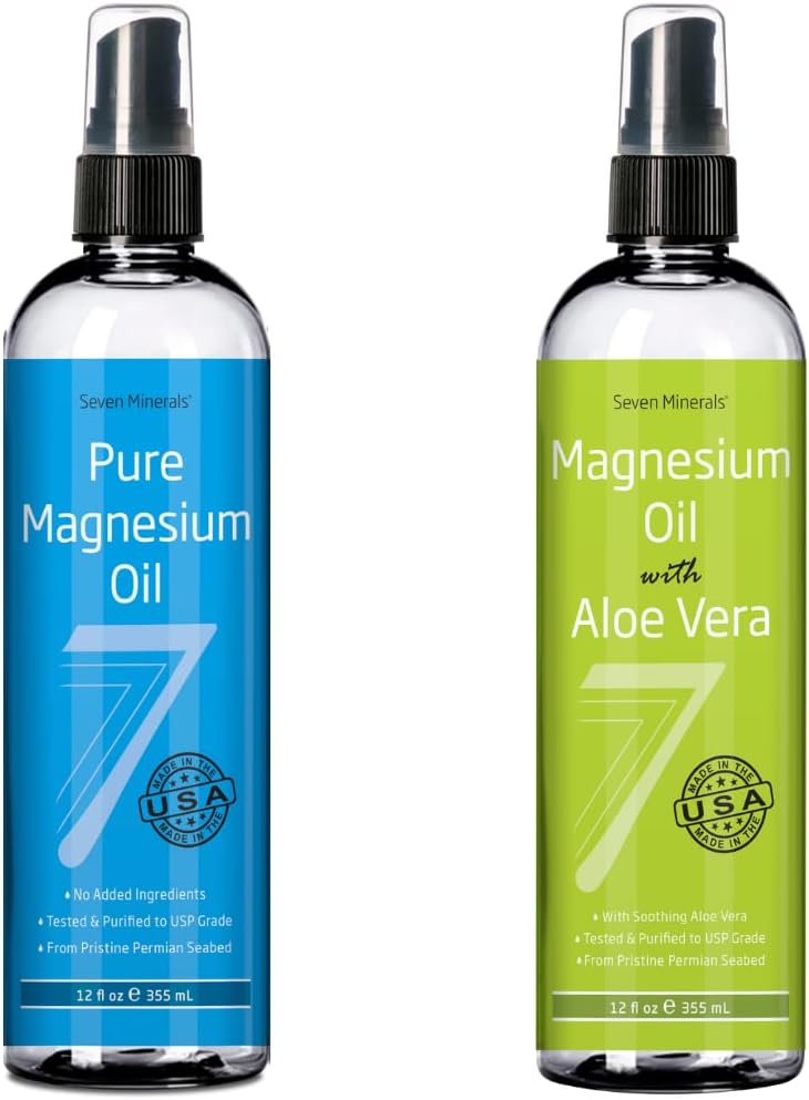 Siete Minerales Aceite de Magnesio Puro &amp; Aceite de Magnesio Puro con Aloe Vera