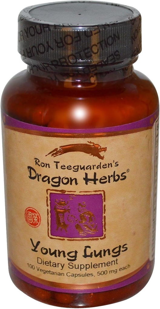 Pulmones jóvenes, 500 mg, 100 cápsulas vegetarianas, hierbas del dragón