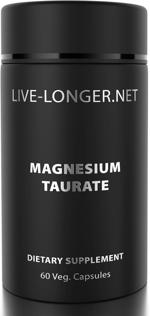Ultra Pure Magnesium Taurate ← Soporta la salud del corazón ← Soporta la función del musculo y el nórvido Silencioso 500mg Vegan Capsules, 60 Conde Silencio No GMO, Gluten Free