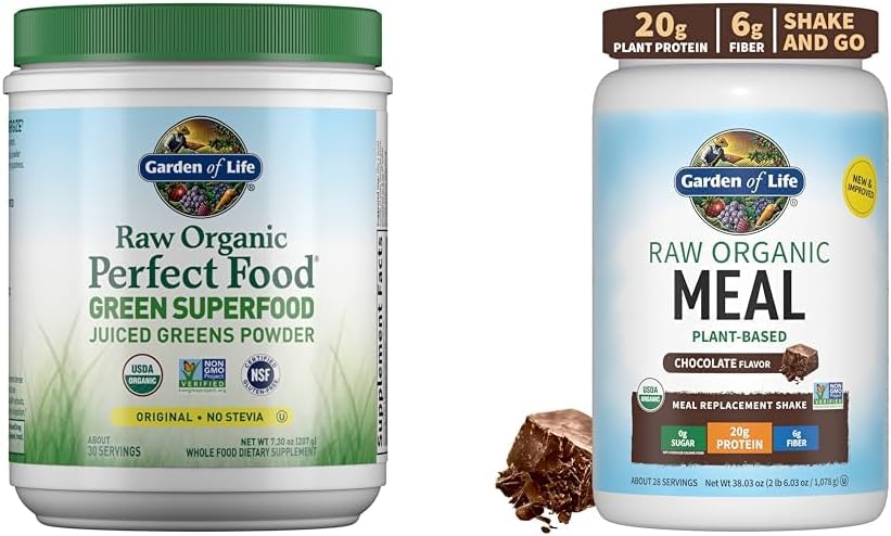 Jardín de la vida Alimentos ecológicos perfectos verdes superalimentos verdes jugosos Polvo &amp; crudo orgánico Meal Reemplazo Shakes - Chocolate planta base Vegan Protein Polvo