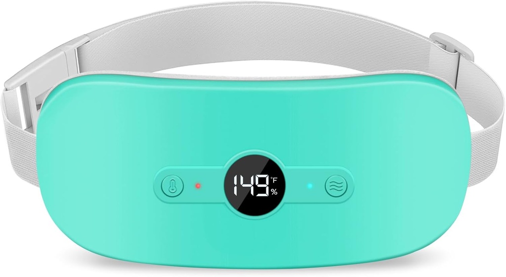 AHORAWISH Calefacción Pad para el período de calambres Alivio del dolor, Portable Electric Cordless Menstrual Calefacción Pad recargable con 6 niveles de calor y 6 modos de masaje, Regalos de Navidad para Mujeres Adolescentes, Verde