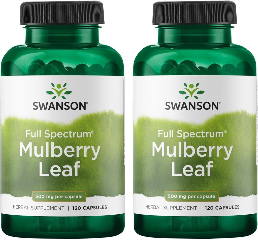 Swanson Full Spectrum Mulberry Leaf Herbal Supplement 500 mg 120 Capsules (2 Pack)