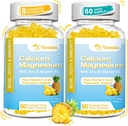 Alta Absorción Calcio Gummies, Azúcar Gaviotas de magnesio con vitamina D3 para hombres y mujeres, Piña Flavor 120 Cts