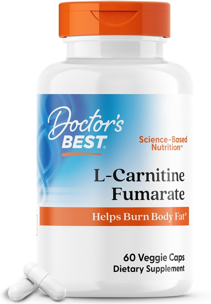 Médicos mejor L-Carnitine Fumarate, Ayuda a quemar grasa corporal, no GMO, sin gluten, Soy Gratis, Vegan 60 cápsulas vegetarianas