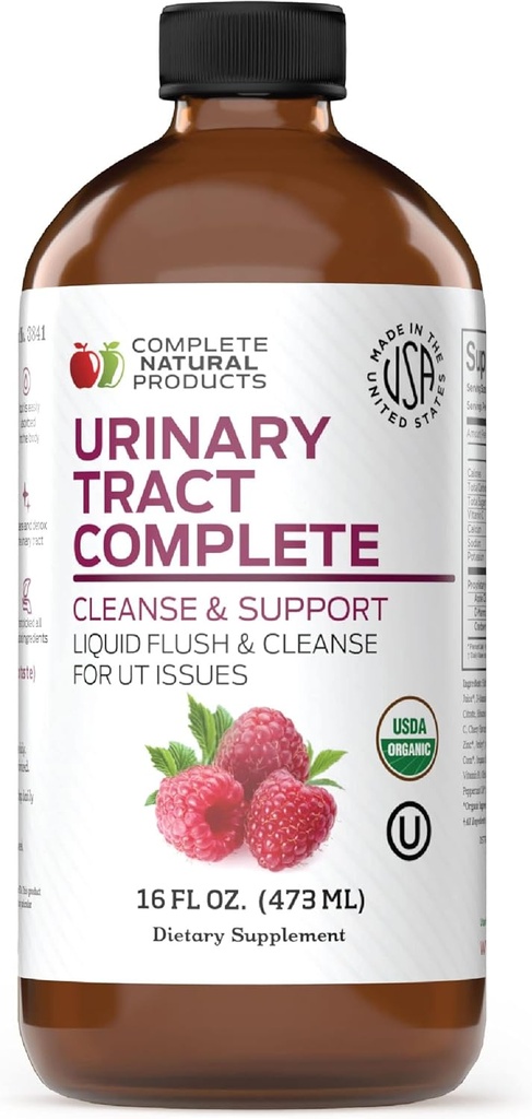 Productos naturales completos Urinary Tract Complete 16oz - Suplemento líquido para la salud del tracto urinario con arándano orgánico, D-Mannose, hoja de remolacha, semilla de embudo y turmérica