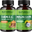 NATURELO Tumeric Curcumin, Plant Based Joint Support, Magnesium Glycinate, 200 mg Magnesium - Gluten Free, Non GMO - 120 Capsules