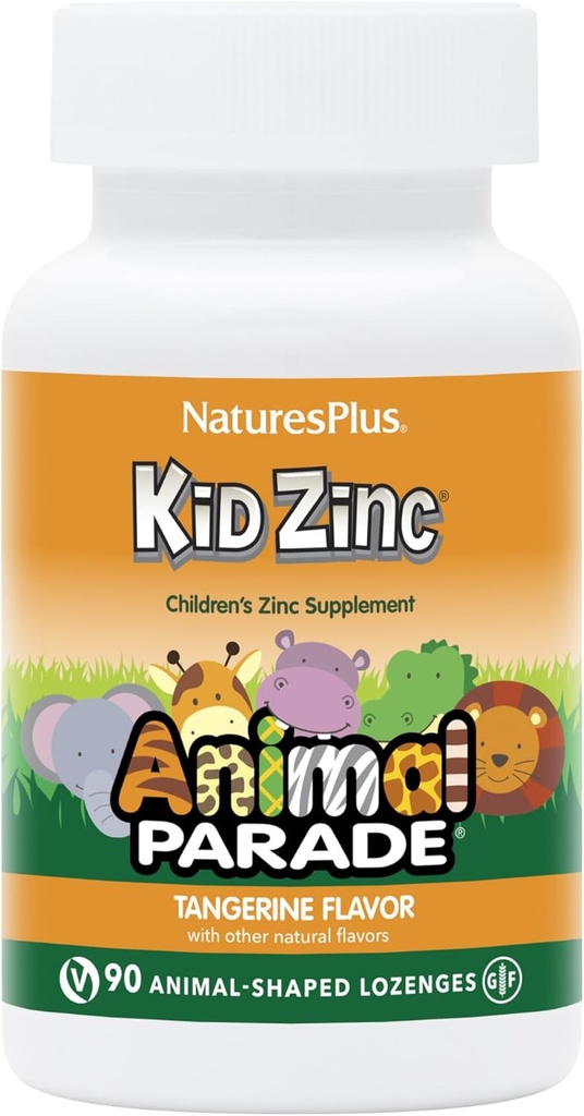 NaturesPlus Animal Parade KidZinc, Tangerine Flavor - 90 Animal-Shaped Lozenges, Pack of 3 - Organically Chelated Zinc - Vegan, Gluten Gratis - 270 Total Servings