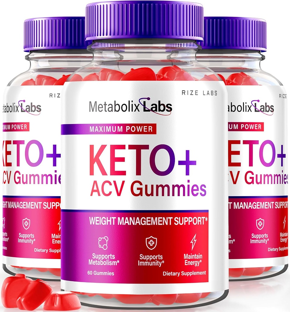 rize labs - - Metabolix Labs Keto Plus ACV Gummies - Weight Management Support Apple Cider Vinegar Suplemento (180 Gummies)