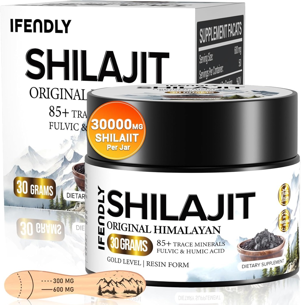Shilajit Resin, Shilajit for Men & Women, Shilajit Pure Himalayan Organic - 600mg Potency Gold Grade, with 85+ Trace Minerals, Fulvic & Humic Acid, for Stamina, Immunity & Strength, 50 Servings (30g)