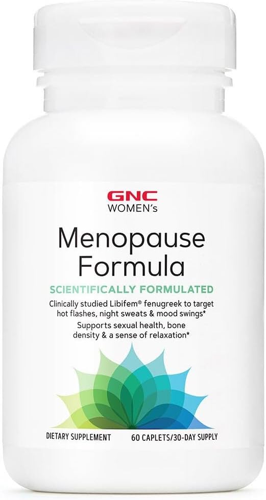 GNC Women's Menopause Formula - 60 Caplets (30-Day Supply) TEN Gluten-Free, No Artificial Flavors/Colors TEN soporta Bone Density & Relaxation TEN Targets Hot Flashes, Night Sweats, Mood Swings