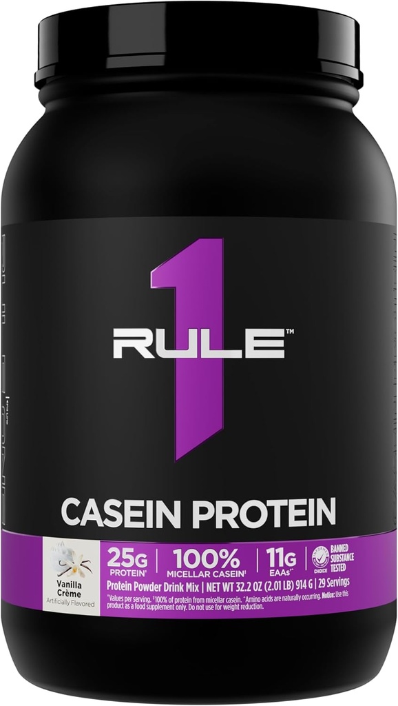 Regla 1 Casein Protein - 25g Protein and 11g EAAs Por Serving from Slow-Release Micellar Casein for Overnight Recovery and Sustained Delivery Between Meals (2 libras*, Vanilla Crème)