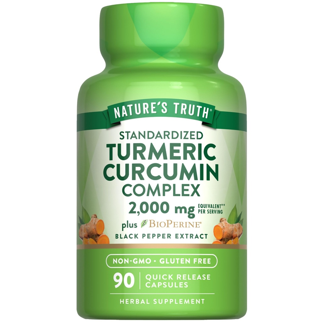 La verdad de la naturaleza Tormeric Curcumin Capsules  2000mg  durable 90 Cuenta Silencio con 95% Curcuminoides estandarizados y Bioperina ← Non-GMO y Gluten Free Supplement