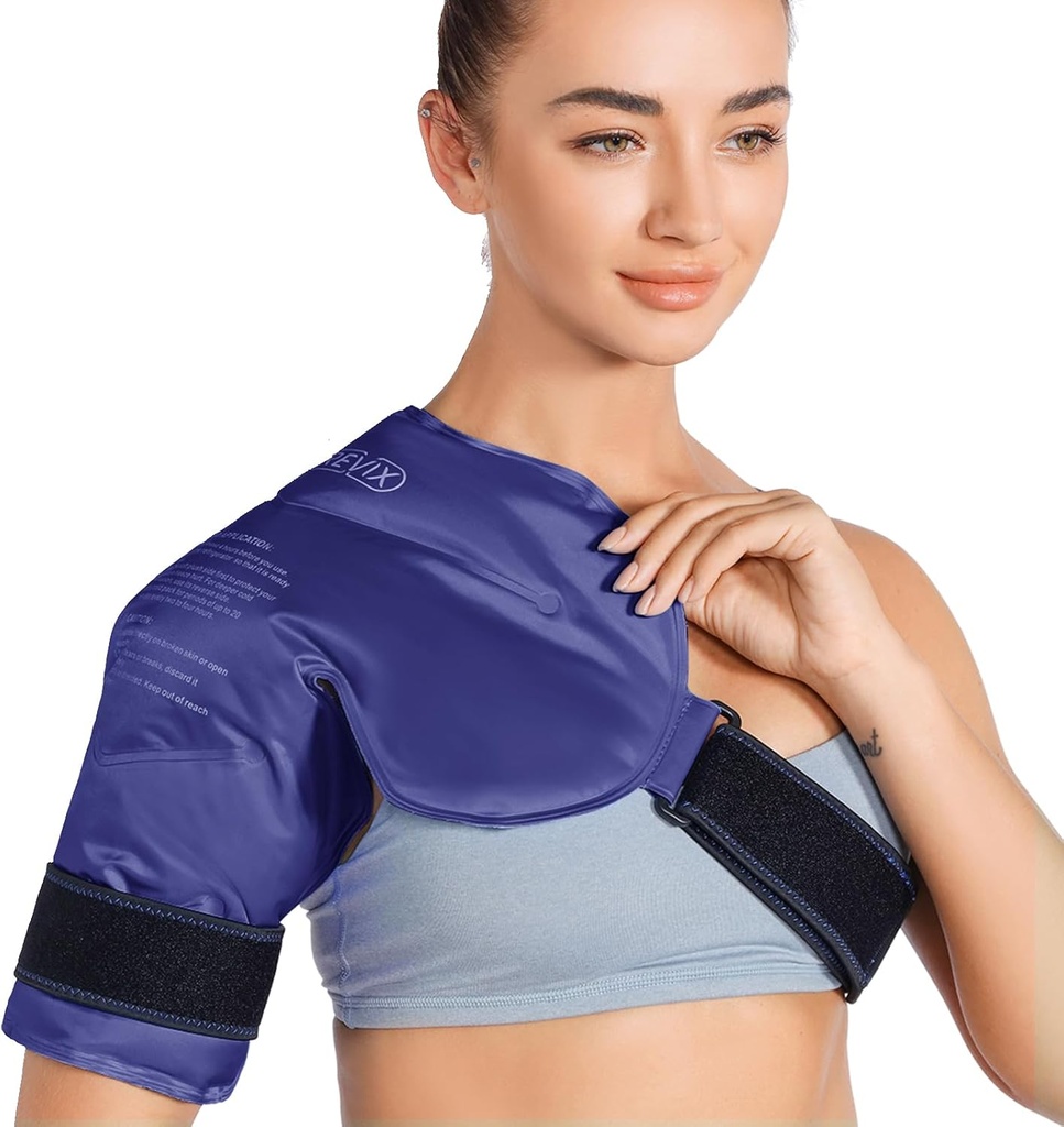 Terapia fría de manguito de hielo REVIX, Paquetes de hielo para lesiones Gel reutilizable para los hombros Alivio de dolor, bursitis y hinchazón, compresas frías