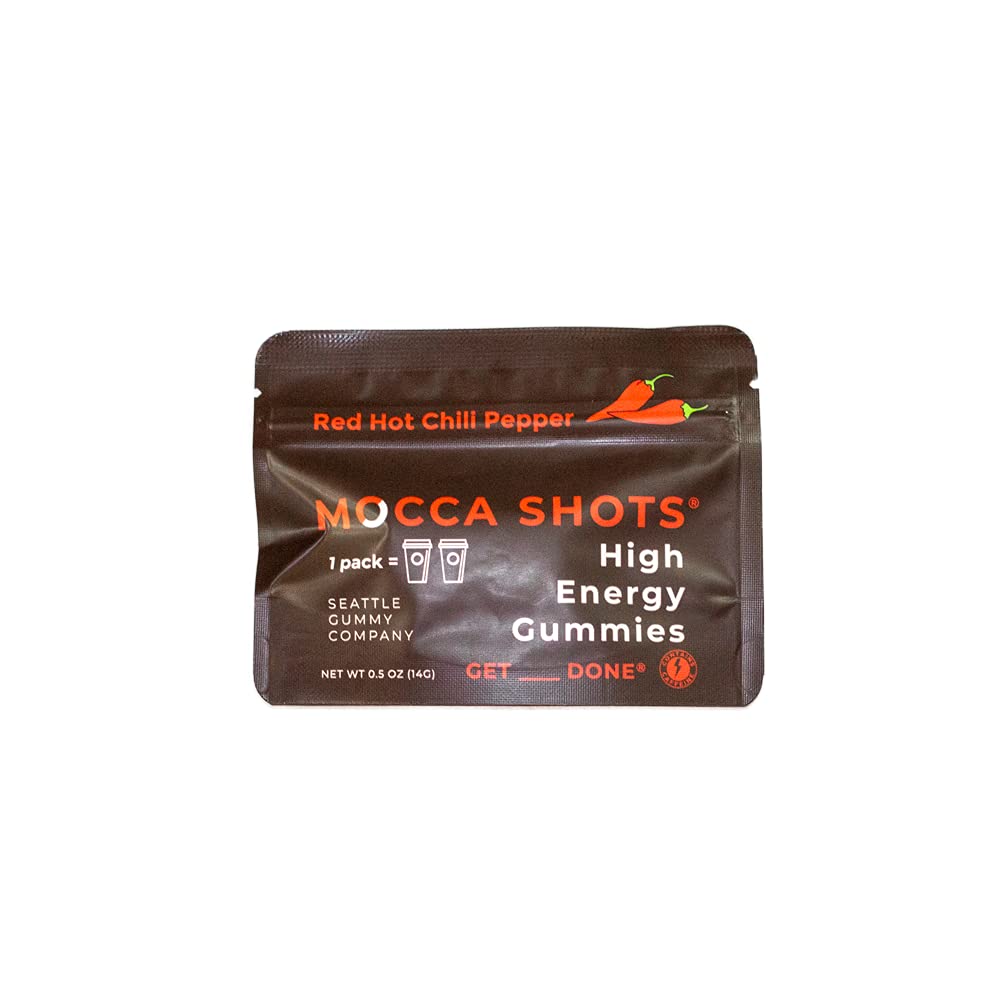Caffeine Energy Chews 12-Pack, 200mg Caffeine por Pack! Caffeine Boost, Coffee Energy Gummy, Vegan, Gluten Gratis – Mocca Shots Red Hot Chili Pepper Chocolate