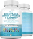 Quercetina 1000mg Zinc 50mg Vitamina C 1000mg Vitamina D 5000IU Immune System Support Suplemento con Echinacea Ginger Bromelain Sea Moss Ajo Nettle Vegan Capsules para Hombres y Mujeres,60 Cuenta USA